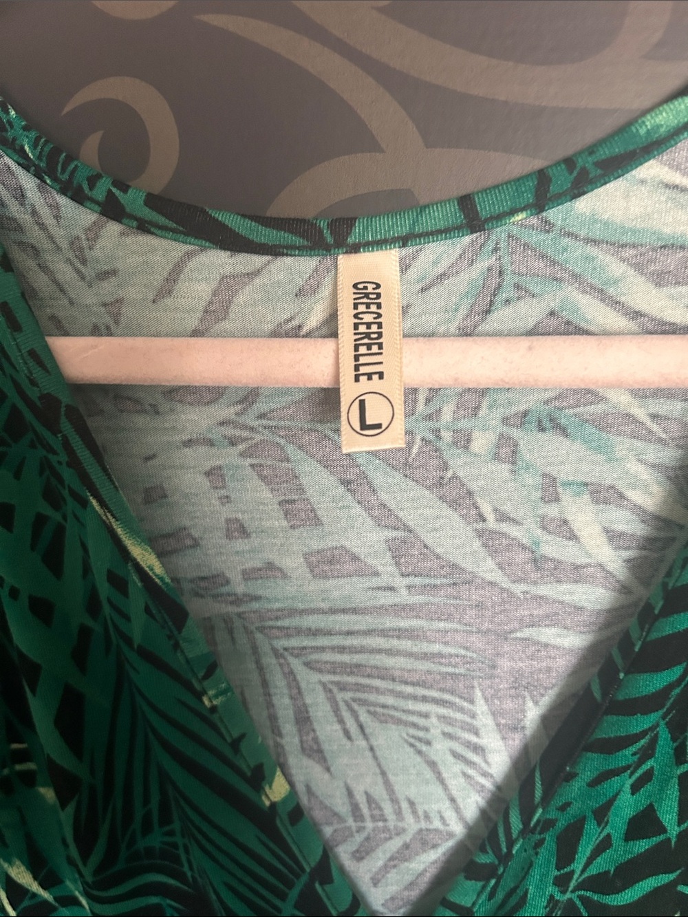 Green Tropical Print Women’s Wrap Dress - Picture 2 of 4